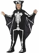 Stroje karnawałowe - Smiffys smiffy kroki  dzieci kostium unisex nietoperz szkielet, body Suit z kapturem i skrzydłami, wielokolorowy, l 45123L - miniaturka - grafika 1