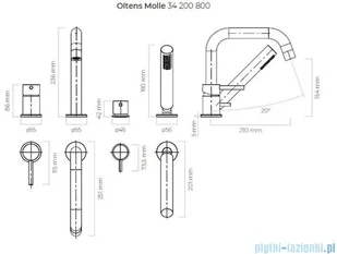 Oltens Oltens Molle bateria wannowo-prysznicowa kompletna 4-otworowa złota 34200800 - Baterie wannowe i prysznicowe - miniaturka - grafika 2