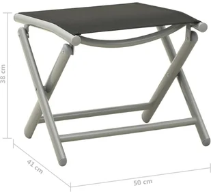 VidaXL Lumarko Składany podnóżek, czarno-srebrny, textilene i aluminium! 312193 VidaXL - Pozostałe meble ogrodowe - miniaturka - grafika 6