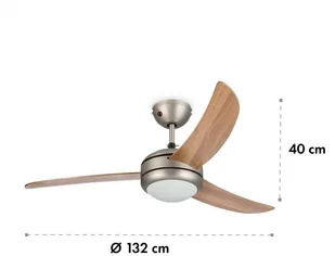 Klarstein El Paso, wentylator sufitowy, 52, oprawka E27, 3 łopatki, imitacja drewna dębowego VTS6-El Paso oak - Wentylatory sufitowe - miniaturka - grafika 7