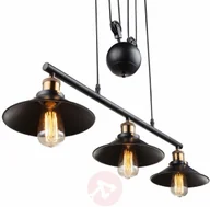 Lampy sufitowe - Globo Lighting Industrialna LAMPA wisząca LENIUS 15053-3 metalowa OPRAWA zwis na bloczkach loft czarny - miniaturka - grafika 1