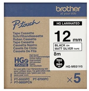 Brother taśma HGEM931V5 HGe-M931V5 12mm (5szt.) HGEM931V5 - Papier do drukarek - miniaturka - grafika 2