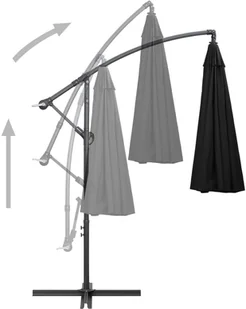 vidaXL Parasol ogrodowy, wiszący, czarny, 3 m, słupek aluminiowy vidaXL - Parasole ogrodowe - miniaturka - grafika 5