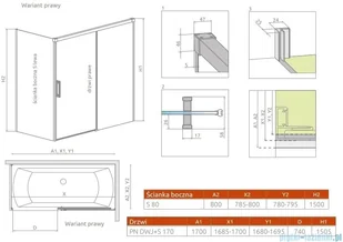 Radaway Idea Black Pn Dwj+S parawan nawannowy 170x80cm prawy przejrzyste 10042170-54-01R/10005080-54-01L | - Akcesoria do armatury i ceramiki - miniaturka - grafika 2