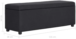 vidaXL Ławka ze schowkiem, 116 cm, black, poliester vidaXL - Ławki do przedpokoju - miniaturka - grafika 8