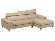 Narożniki - Vente-Unique Sofa narożna ze skóry MISHIMA - Szarobrązowy - Narożnik prawostronny - miniaturka - grafika 1