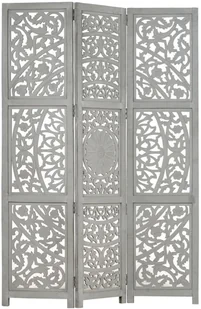 vidaXL vidaXL Parawan 3-panelowy, rzeźbiony, szary, 120x165 cm, drewno mango - Parawany - miniaturka - grafika 16