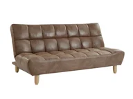 Sofy i kanapy - Vente-Unique 3-osobowa sofa rozkładana clic-clac z postarzanej mikrofibry ESTEBAN czekoladowy vintage - miniaturka - grafika 1