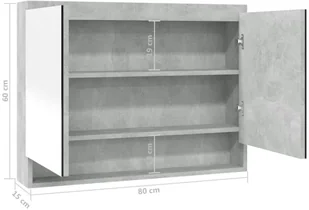 vidaXL vidaXL Szafka łazienkowa z lustrem 80x15x60 cm MDF szarość betonu 8720286391617 - Szafki łazienkowe - miniaturka - grafika 9
