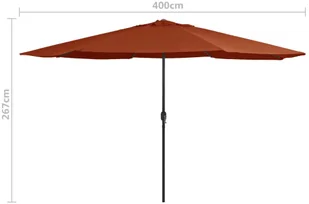 vidaXL Parasol ogrodowy na metalowym słupku, 400 cm, terakota vidaXL - Parasole ogrodowe - miniaturka - grafika 7