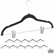 Wieszaki do szafy - Relaxdays aksamitny wieszak z klipsami, zestaw 12 sztuk, haczyk obracany o 360°, wieszak na spodnie, antypoślizgowy wieszak na koszule, 43 cm, różne kolory - miniaturka - grafika 1