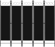 Parawany - vidaXL Parawan 5-panelowy, czarny, 200 x 180 cm vidaXL - miniaturka - grafika 1
