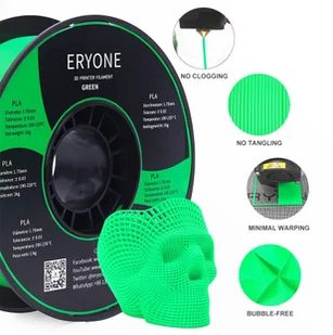 ERYONE ERYONE PLA Filament for 3D Printer 1.75mm Tolerance 0.03mm 1kg (2.2LBS)/Spool - Green 795742EUDF - Filamenty i akcesoria do drukarek 3D - miniaturka - grafika 4