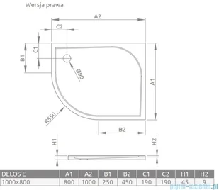 Radaway Delos E Brodzik półokrągły 100x80cm - Brodziki prysznicowe - miniaturka - grafika 7