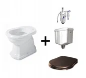 Deski sedesowe - Kerasan Retro Zestaw Toaleta WC kompaktowa 59x38,5 cm + deska wolnoopadająca + spłuczka + mechanizm spłukujący biały/orzech/chrom 101001+108840+1081+750990 - miniaturka - grafika 1