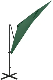 vidaXL Parasol wiszący z lampkami LED i słupkiem, zielony, 250 cm 312321 - Parasole ogrodowe - miniaturka - grafika 3