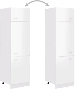 vidaXL Szafka kuchenna, biała, wysoki połysk, 60x57x207 cm, płyta 802543 - Szafki kuchenne - miniaturka - grafika 4