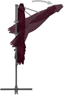 vidaXL Parasol wiszący na stalowym słupku, bordowy, 250x250 cm 312308 - Parasole ogrodowe - miniaturka - grafika 6