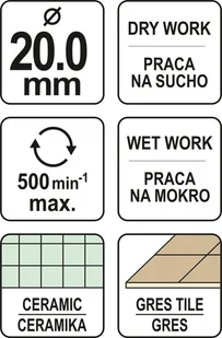 Yato WIERTŁO DO GRESU 20MM DO WIERCENIA NA MOKRO I NA SUCHO YT-60428 - Wiertła - miniaturka - grafika 4
