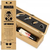 Gadżety dla niej i dla niego - Murrano Personalizowany Zestaw Akcesoriów i Skrzynka Do Wina Kieliszek ZDW2-019 - miniaturka - grafika 1