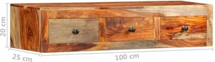 vidaXL Ścienny stolik konsolowy, 100x25x20 cm, lite drewno sheesham - Ławy i stoliki kawowe - miniaturka - grafika 8