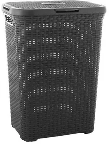 Curver Poland Sp. z o. o. Kosz na bieliznę 60L RATTAN SZARY - Kosze na bieliznę - miniaturka - grafika 2