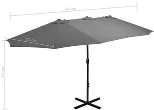 vidaXL Parasol ogrodowy na słupku aluminiowym, 460x270 cm, antracytowy - Parasole ogrodowe - miniaturka - grafika 8