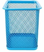 Pojemniki biurowe - D.Rect Metalowy prostokątny pojemnik na długopisy | pojemnik na długopisy z metalu | siateczka wielofunkcyjny kubek na długopisy, niebieski 110850 - miniaturka - grafika 1