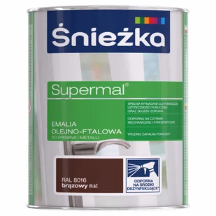 ŚNIEŻKA ŚNIEŻKA SUPERMAL EMALIA OLEJNO-FTALOWA BRĄZOWY MAT R8016 0,8L - Emalie ŚNIEŻKA ŚNIEŻKA SUPERMAL EMALIA OLEJNO-FTALOWA BRĄZOWY MAT R8016 0,8L - Emalie - miniaturka - grafika 1