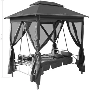 vidaXL Huśtawka ogrodowa z baldachimem, 220x160x240 cm, antracytowa - Huśtawki - miniaturka - grafika 6