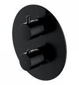 Baterie podtynkowe - Omnires Y1236RO BL Termostatyczna bateria prysznicowo-wannowa podtynkowa element natynkowy CZARNY - miniaturka - grafika 1