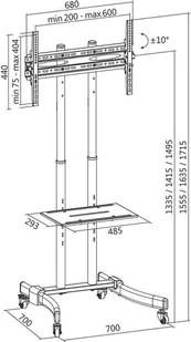 LogiLink logilink Uchwyt wolnostojący 37-70 max 40kg VESA 600x400 (BP0026) - Uchwyty do telewizora - miniaturka - grafika 3