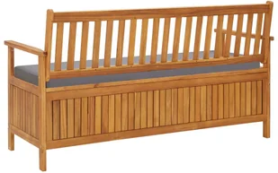 vidaXL Ławka ogrodowa ze schowkiem i poduszką, 148 cm, drewno akacjowe - Ławki ogrodowe - miniaturka - grafika 4