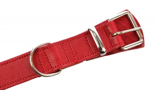 WIREX (PL) Solidna Obroża Dla Psa Czerwona z Czerwoną Nitką Skóra Naturalna 35 mm / 77 cm - Obroże dla psów - miniaturka - grafika 5