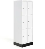 Meble do szkół i przedszkoli - AJ Produkty Szafka do szatni ROZ, 2 moduły, 6 drzwi, 1740x600x550 mm, biały, z podstawą - miniaturka - grafika 1