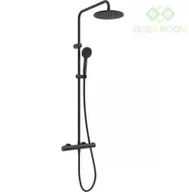 Zestawy prysznicowe - Oltens Oltens Atran zestaw prysznicowy termostatyczny z deszczownicą okrągłą czarny mat 36500300 - miniaturka - grafika 1