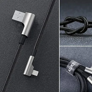 Aukey CB-AL01 BLACK OEM KABEL LIGHTNING 2M 90° CB-AL01 BLACK - Kable USB - miniaturka - grafika 3