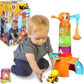 Samochody i pojazdy dla dzieci - Bburago Volvo Mega Dźwig Piramidka Auto Klocki Tor - miniaturka - grafika 1