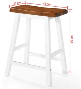 vidaXL Stołki barowe, 2 szt., lite drewno, 45x23x60 cm - Taborety i hokery - miniaturka - grafika 6