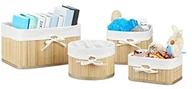 Pudła i pojemniki do przechowywania - Relaxdays kosze do przechowywania zestaw z bambusa 17,5 x 32 x 23 cm regał na wys. x szer. x gł, zestaw-elementowy pudełko do przechowywania i do szafy, naturalny 10021786 - miniaturka - grafika 1