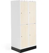 Meble do szkół i przedszkoli - AJ Produkty Szafka do szatni ROZ, 2 moduły, 4 drzwi, 1740x800x550 mm, brzoza, z podstawą - miniaturka - grafika 1
