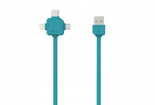 Kabel Powercube USB MicroUSB + Lightning + USB-C 1,5m 8719186003959) Niebieski - Kable USB - miniaturka - grafika 3