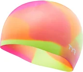 Pływanie - TYR Tie Dye Czepek silikonowy Dzieci, yellow/pink/orange 2020 Czepki LCSJRTD173-173 - miniaturka - grafika 1