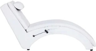 vidaXL Szezlong masujący z poduszką, biały, sztuczna skóra - Szezlongi - miniaturka - grafika 4