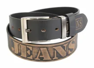 Paski - Arucce (PL) Pasek Skórzany Arucce (PL) Tłoczony Napis "JEANS" Skóra Naturalana DW EXTRA 40 mm CZARNY MATOWY - miniaturka - grafika 1
