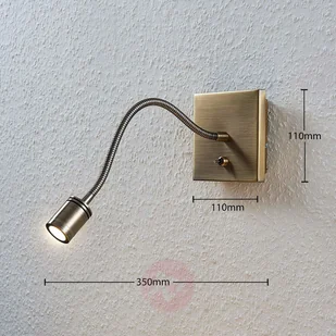 Lampenwelt com Ścienna lampka do czytania LED Mayar, mosiądz - Lampy ścienne - miniaturka - grafika 4