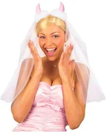Dodatki do strojów karnawałowych - Widmann Opaska party "Rogi Diablicy z welonem", różowe, WI9594V - miniaturka - grafika 1