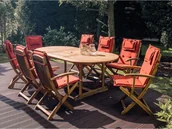 Meble ogrodowe - Beliani Zestaw ogrodowy drewniany 8-osobowy poduchy ceglaste MAUI - miniaturka - grafika 1