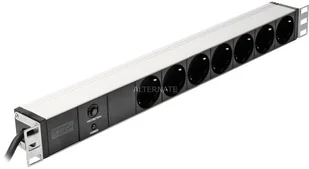 DIGITUS Professional DIGITUS listwa zasilająca, 48,3 cm (19 cali), z siedmioma gniazdkami i zabezpieczeniem  przeciwprzepięciowym, profil aluminiowy, 16 A, 400 W, czarna DN-95403 - Listwy zasilające - miniaturka - grafika 2