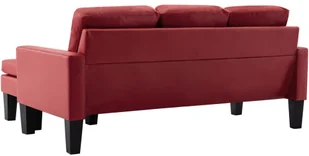 vidaXL 3-osobowa sofa z podnóżkiem, winna czerwień, sztuczna skóra - Narożniki - miniaturka - grafika 5